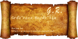 Gránicz Rozália névjegykártya