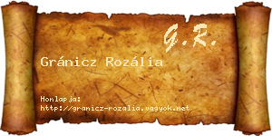 Gránicz Rozália névjegykártya